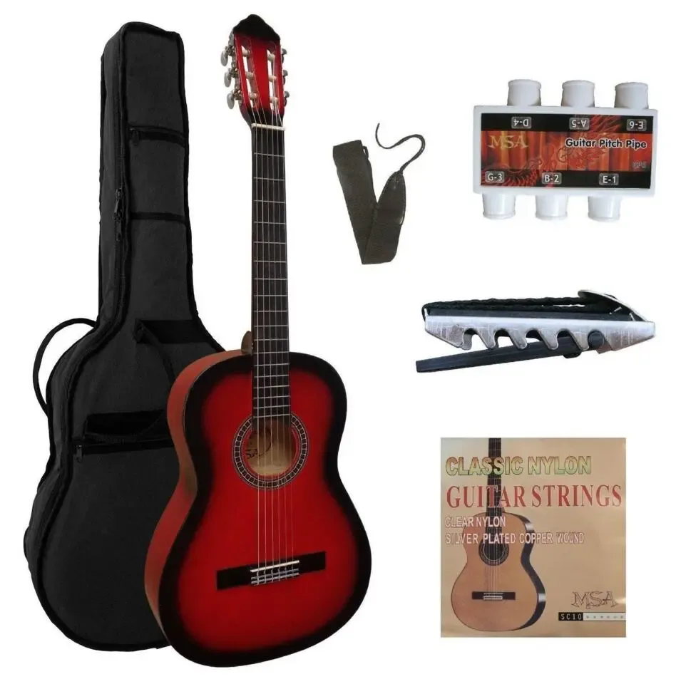 MSA C24 klassieke gitaar, redburst, met starterset