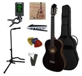 MSA CK110-L-BK LINKSE klassieke gitaar, zwart, met starterset XL
