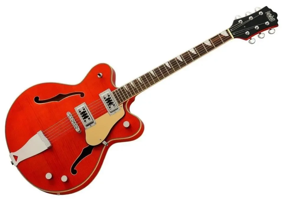 Eastwood Classic 6 orange semi hollow body guitar