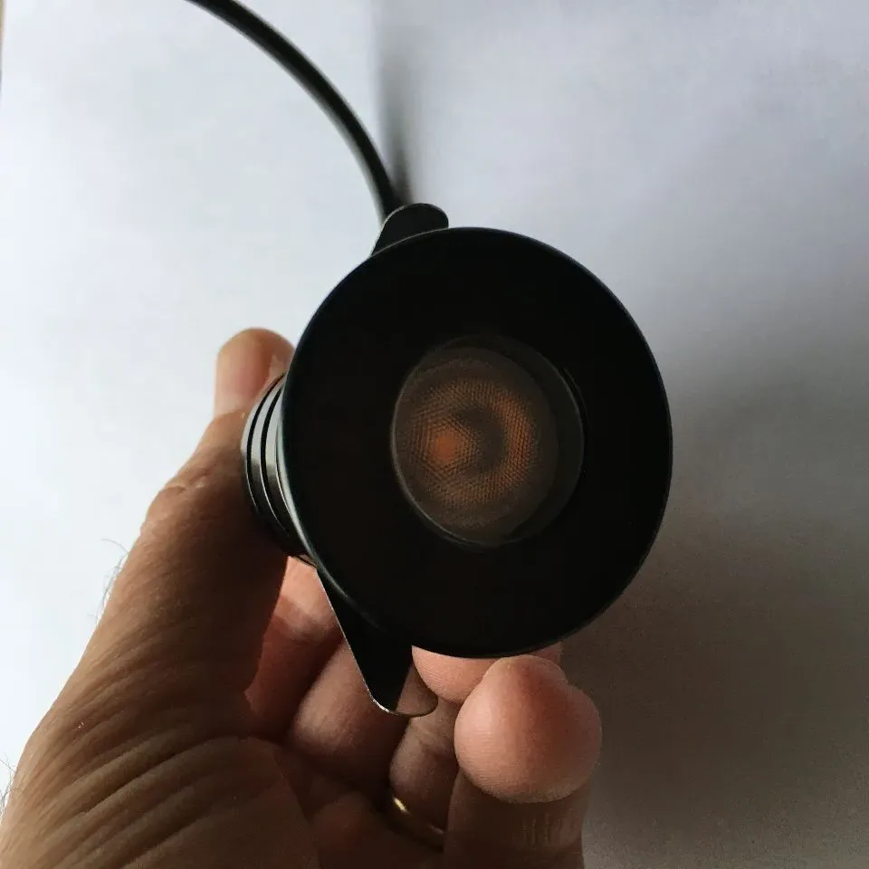 Kleine inbouwspot 3W IP67 230V zonder trafo zwart