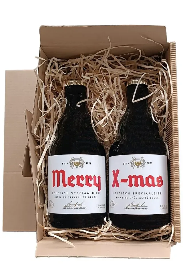Kerstpakket Duvel: 'Merry X-mas' in een Doosje met Kerstboom Venster