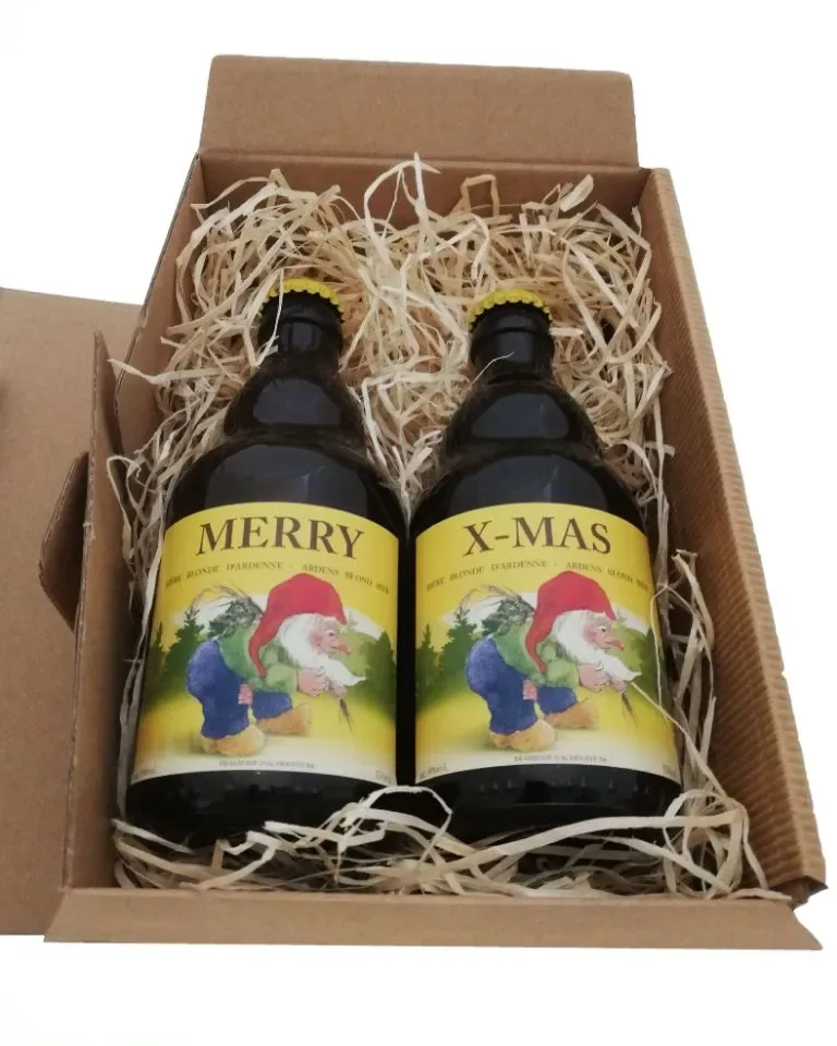 Kerstpakket La Chouffe: 'Merry X-mas' in een Doosje met Kerstboom Venster