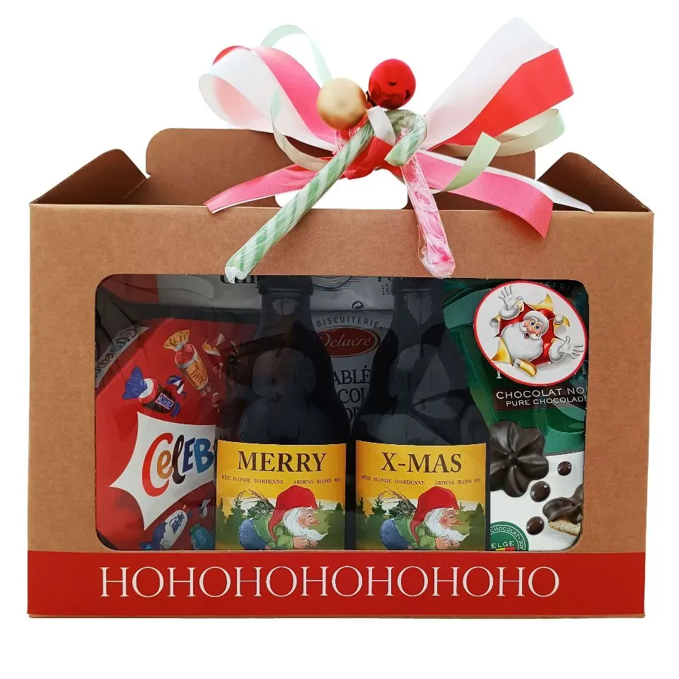 Kerstpakket : 'Merry X-mas' La Chouffe flesjes met Snacks