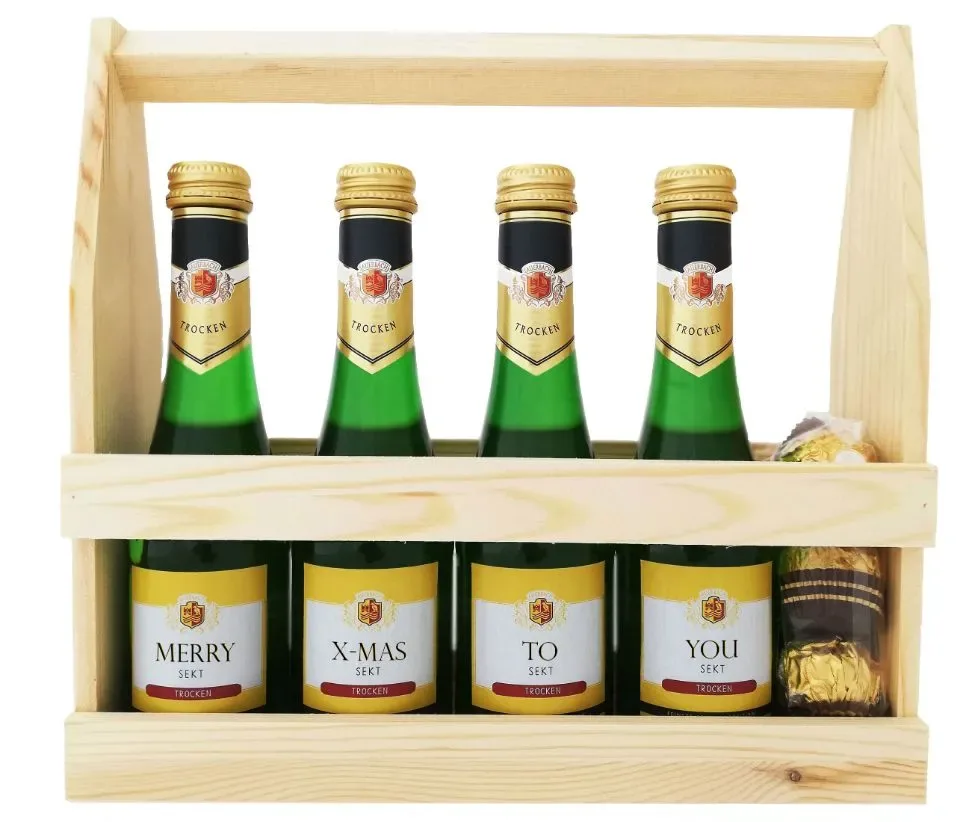 Schuimwijn : Merry X-mas To You (4 flesjes) | Houten Kratje