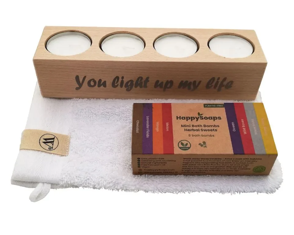 Happy Soaps Bath Bombs, Theelichthouder en Walra washandje