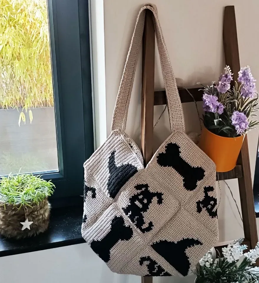 Handmade Gehaakte Tote Bag – Hondenpatroon