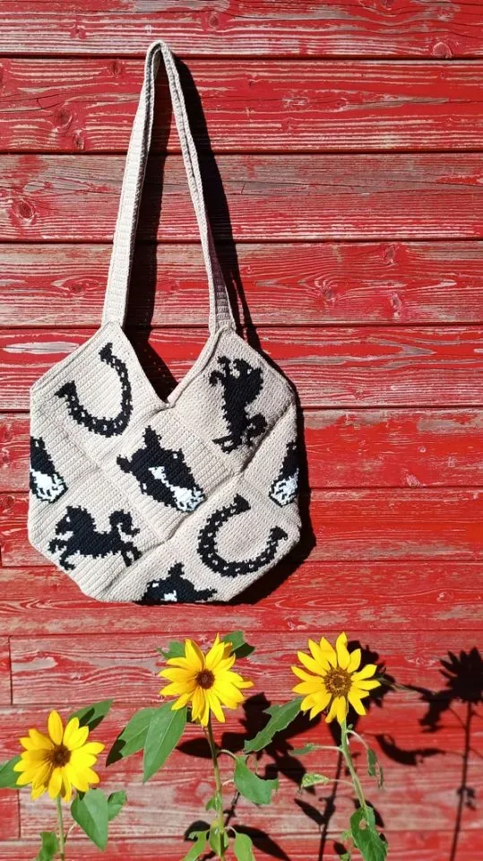 Handmade Gehaakte Tote Bag – Paardenprint