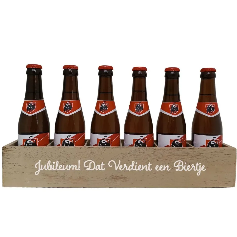 Jupiler Bierpakket : Jubileum! dat verdient een Biertje - Houten Kratje