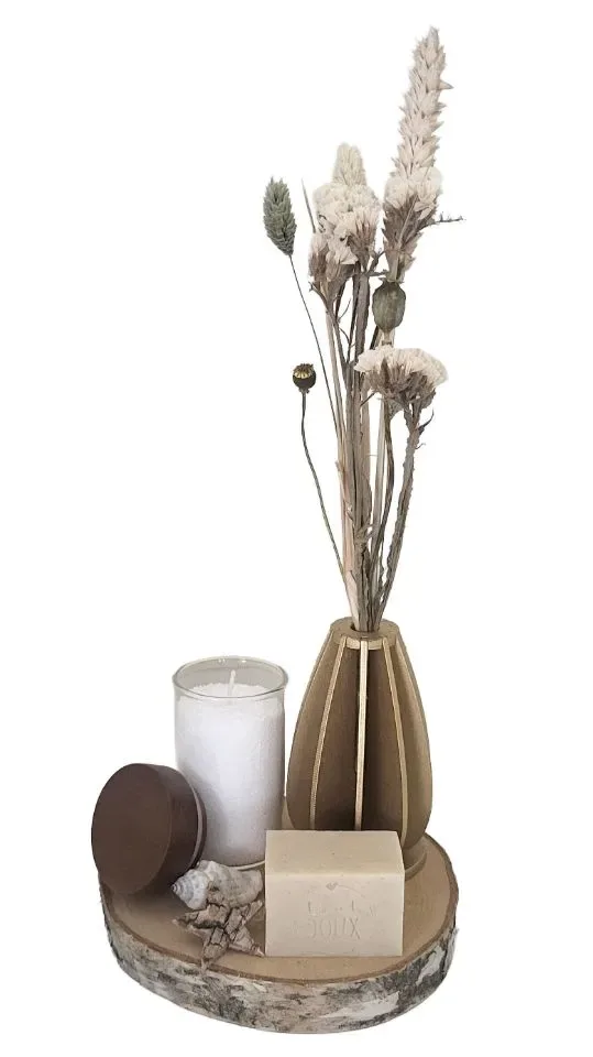 Luxe Cadeauset met Droogbloemen, Kaarsenzand en Ambachtelijke Zeep - Wit