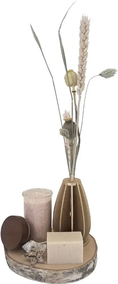 Luxe Cadeauset met Droogbloemen, Kaarsenzand en Ambachtelijke Zeep - Beige