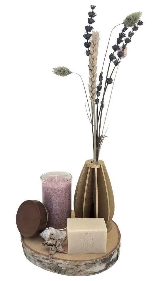 Luxe Cadeauset met Droogbloemen, Kaarsenzand en Ambachtelijke Zeep - Lichtpaars