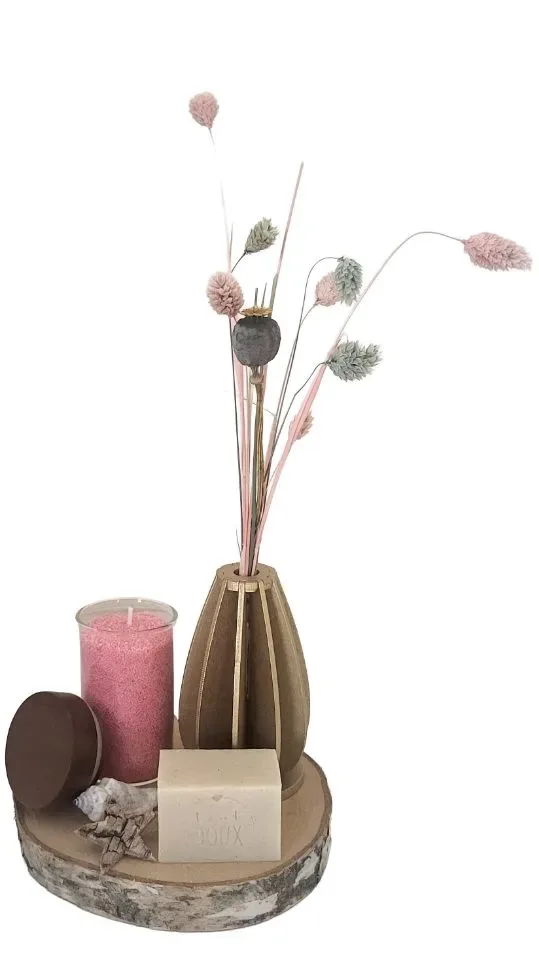 Luxe Cadeauset met Droogbloemen, Kaarsenzand en Ambachtelijke Zeep - Roze